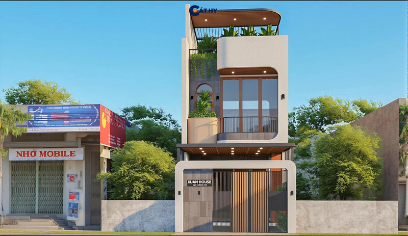 Mẫu nhà phố trệt lầu - 4,5x17,6m