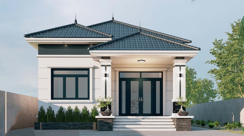 Mẫu nhà vườn mái Nhật - 8x15m